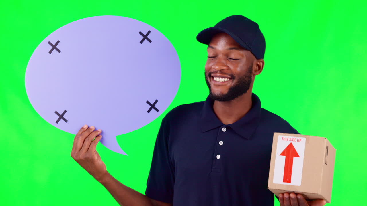 burbuja de habla, maqueta y caja con un hombre negro