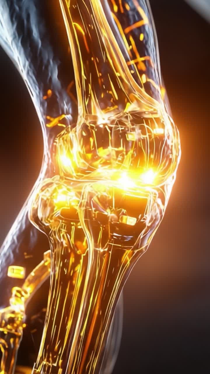 A Detailed Visualization of a Human Knee Joint, Showcasing the Intricate Anatomy and Functionality of the Joint Through Dynamic Lighting and Textures