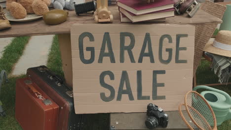 garage sale in suburban neighborhood