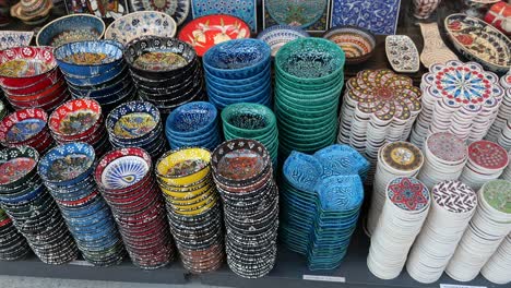 colorful turkish ceramic bowls and plates