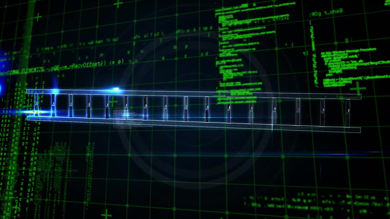 анимация обработки данных по цепочке днк