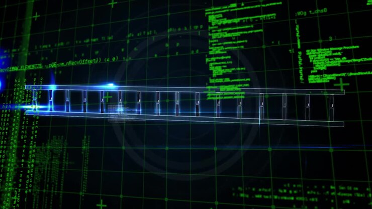 Animation of data processing over dna strand