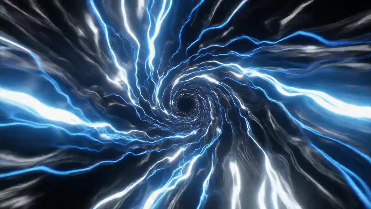 Abstract Tunnel of Glowing Blue Lightning Energy