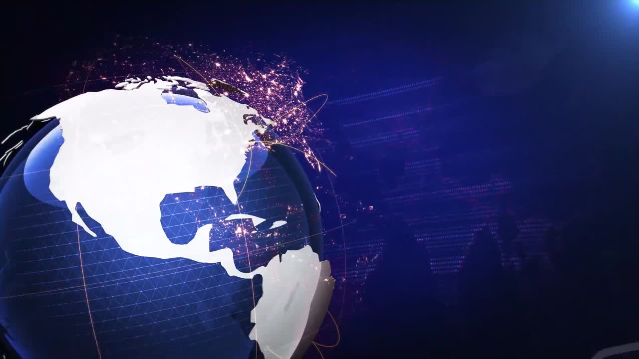 3d Digital World Map News Intro Background