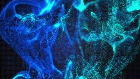 Animation of glowing network of connections over pattern on black background