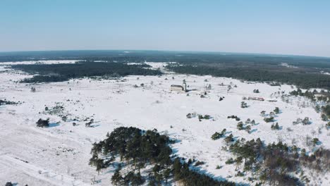 radio kootwijk cathedral in netherlands, bird's eye view from distance