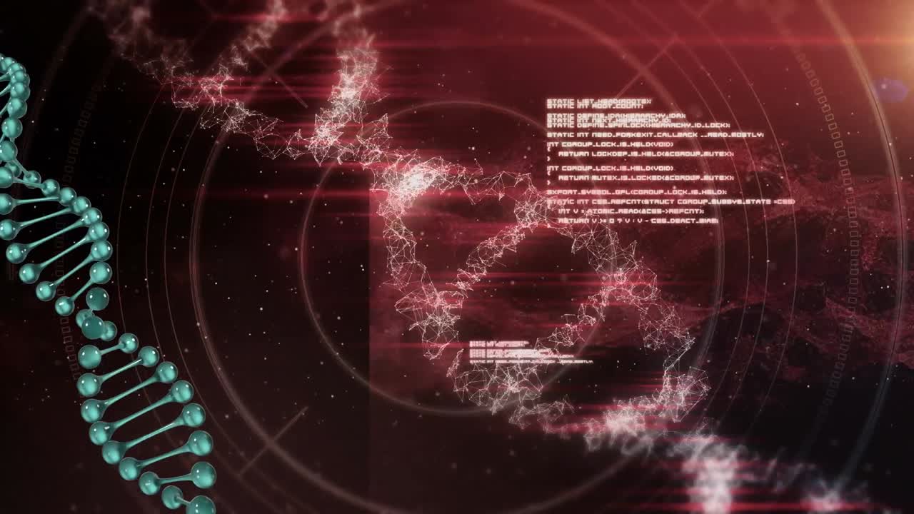 dna 가닥에 대한 데이터 처리의 애니메이션