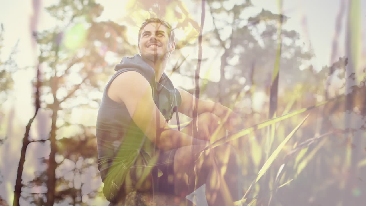 바위 위 에 앉아 있는 산책자