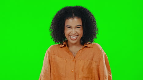 blow, kiss and happy with woman on green screen