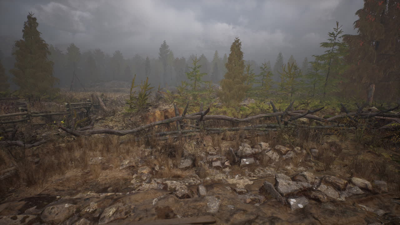 그 뒤 에 시골 들판 이 있는  ⁇ 은 나무 울타리