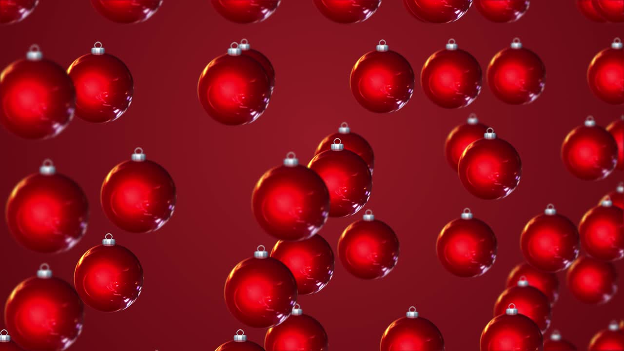christmas ornaments coming in and out of focus motion background loop red