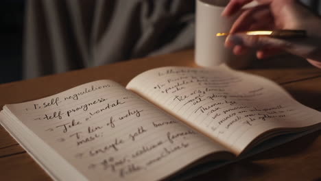 person writing and journaling in a notebook
