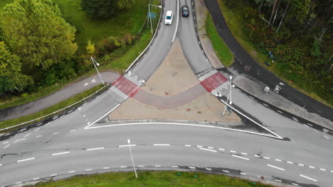 cars driving on three way road in gothenburg, sweden