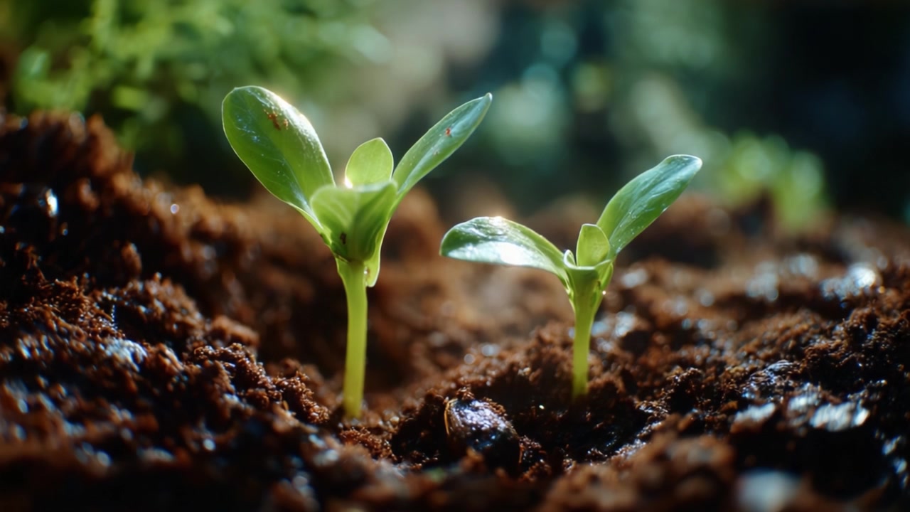 Nutrire Nuova Vita: Lo Straordinario Progresso delle Piantine che Rompono il Terreno Ricco mentre Iniziano il Loro Viaggio Verso la Maturità e una Crescita Rigogliosa nella Natura