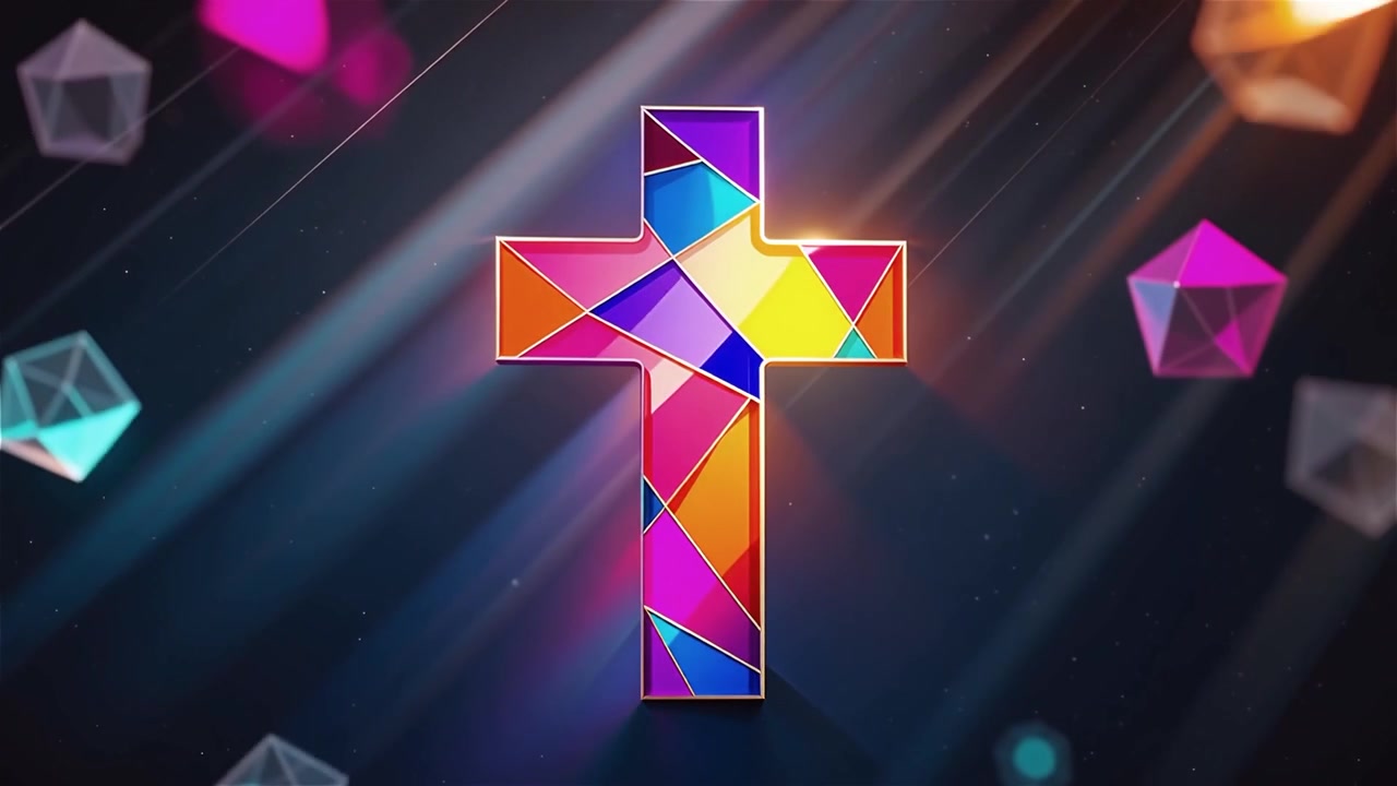 Croce Cristiana Luce Celestiale Sfondo per il Culto.