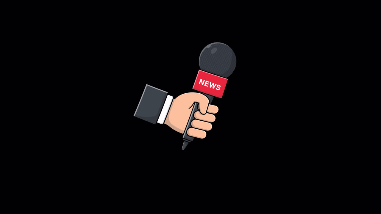 Animated Hand Holding a News Microphone
