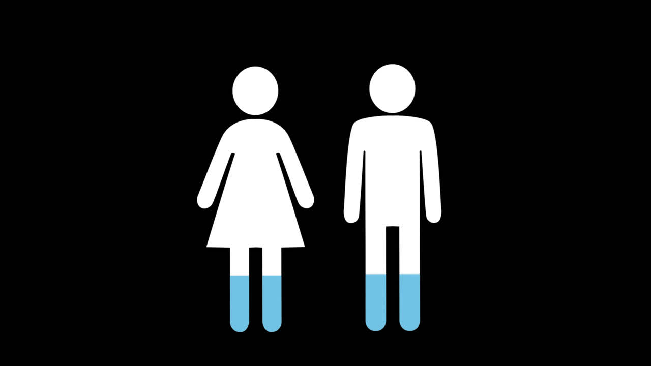 남성과 여성의 모양은 색으로 가득 차 있습니다.