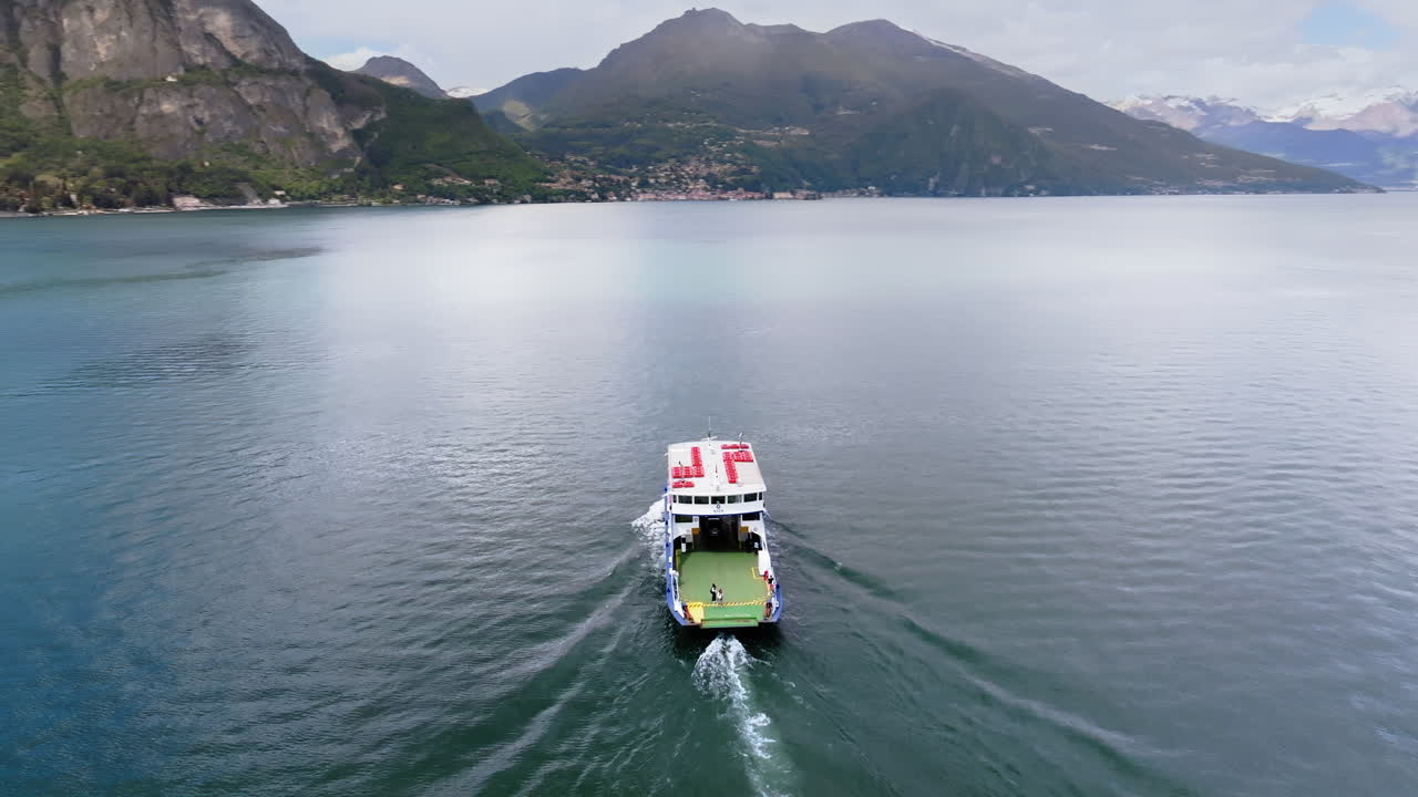 Ship navigating on Lake Como, Italy on a sunny day