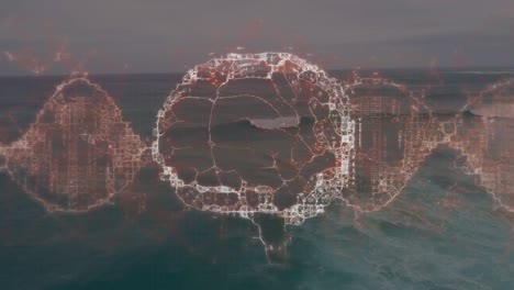 animation of human brain over seascape