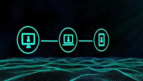 Network-of-connection-icons-against-digital-waves