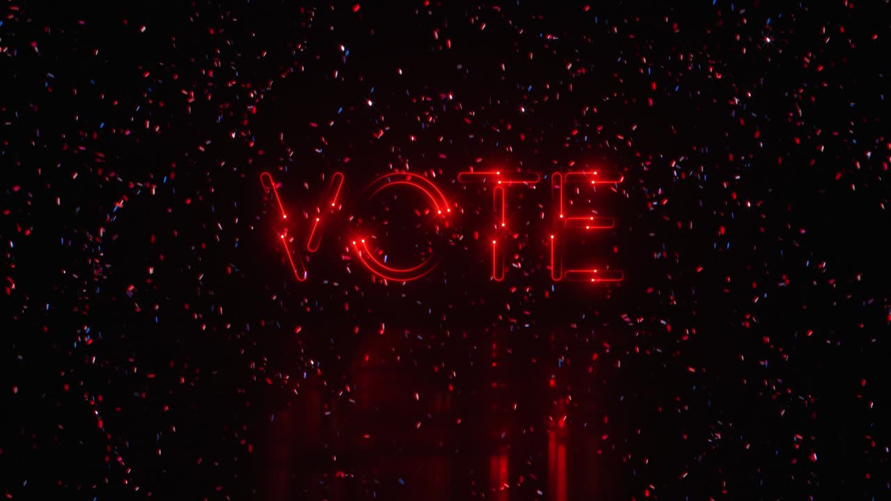 10 초 루프와 함께 은 네온 투표 타이틀 배경 표지판 및 콘페티