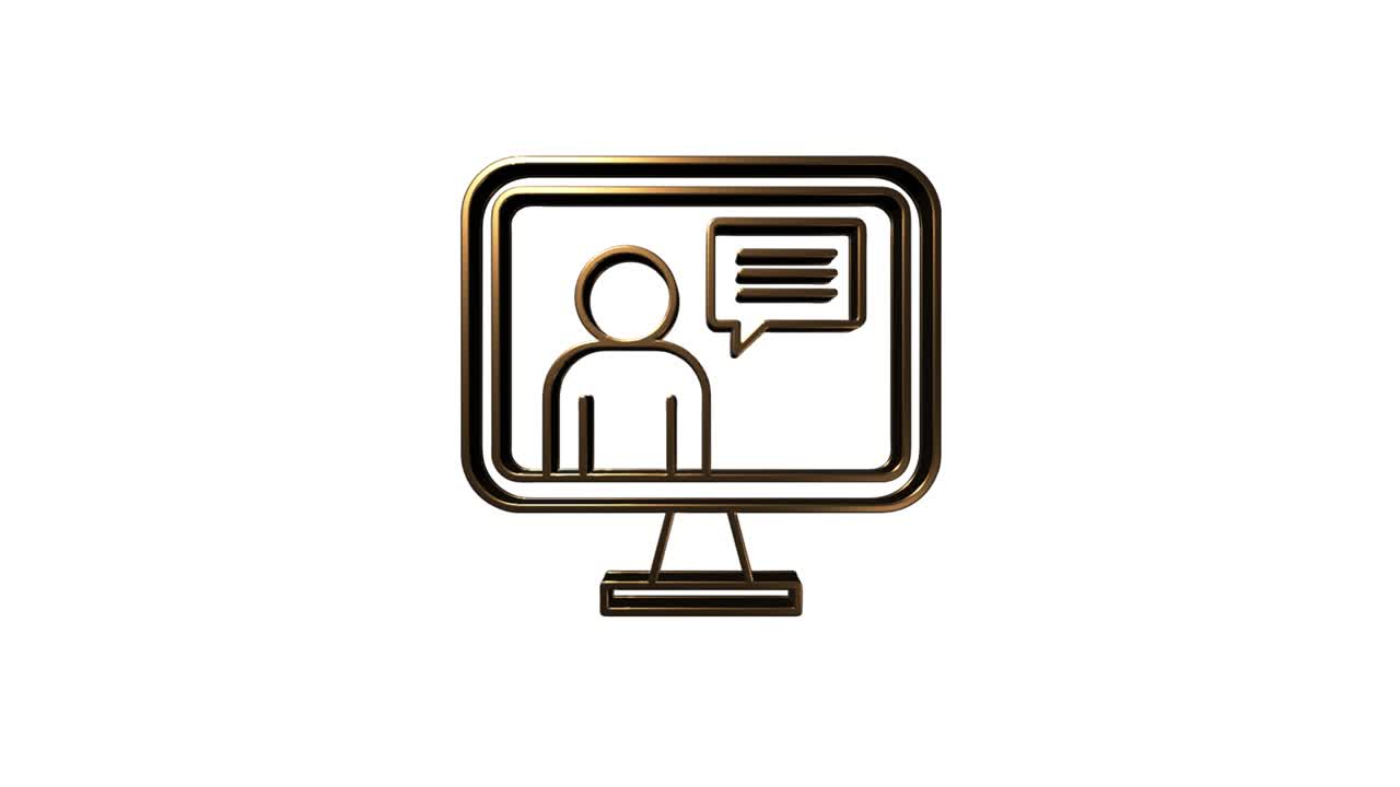 redes sociales diseño de íconos de oro 3d. esquema de icono web. gráficos en movimiento.