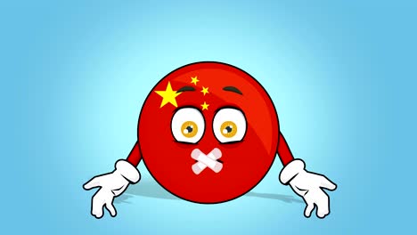 cartoon icon flag china silent with face animation