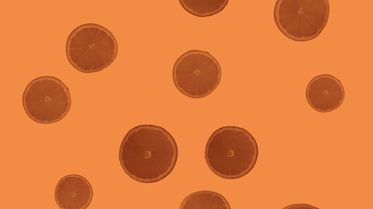 las naranjas caen fondo abstracto. bucle continuo de 4k. fiesta de la temporada. concepto de fruta de verano.