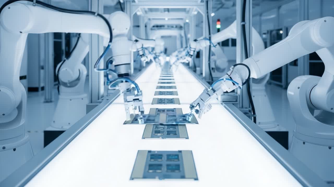 Advanced Manufacturing Automation: A Look Inside a Modern Robotics Assembly Line Optimized for Efficiency and Precision in Industrial Production Processes