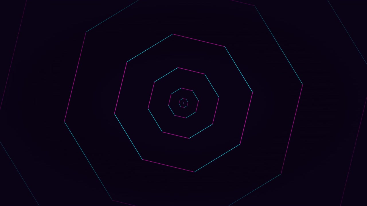 Abstract Pulsing Neon Octagon Tunnel Animation