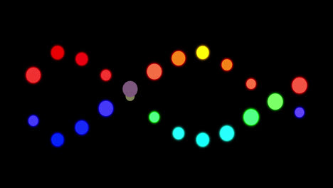 animation of colorful dna rotating on black background