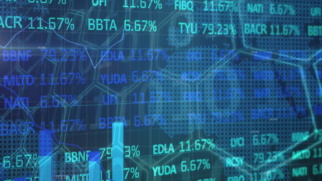 animación del procesamiento de datos sobre un fondo oscuro