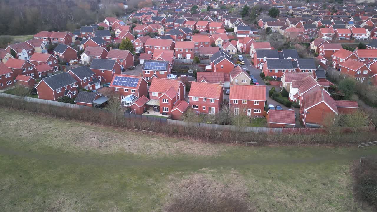 Sydlig park i Norwich med beboelseshuse, dagtimerne, luftfoto