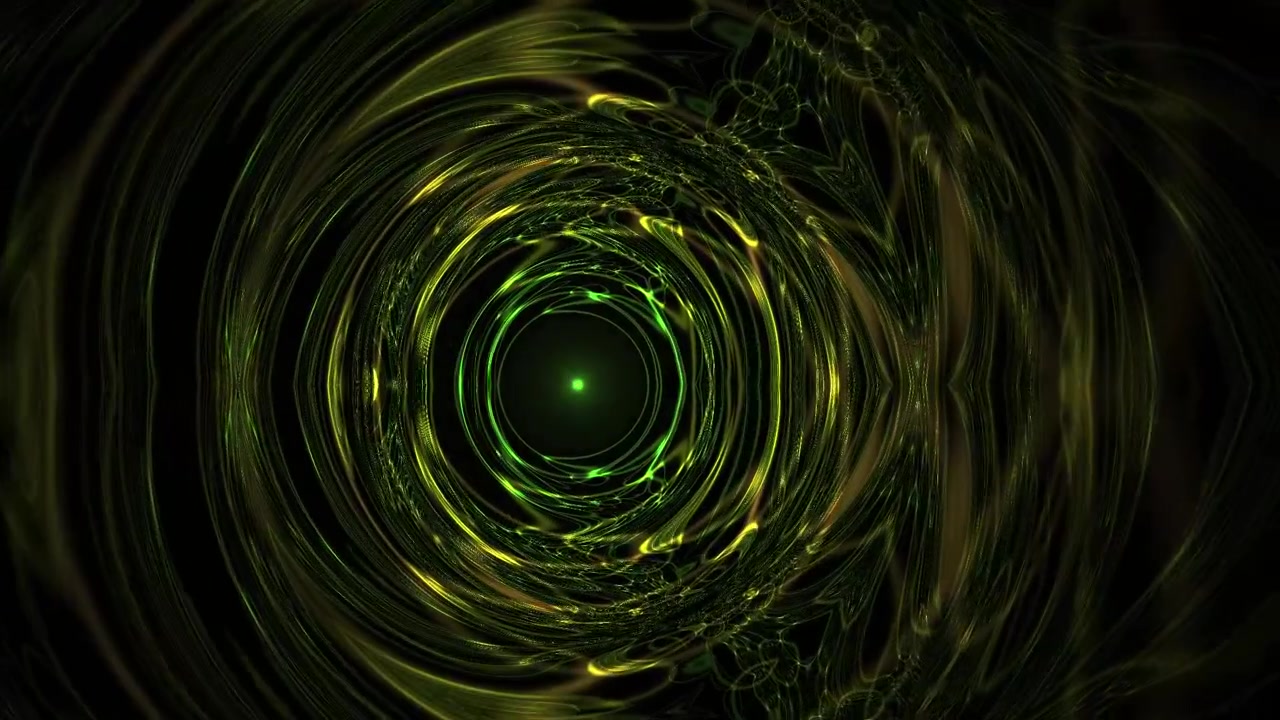 Futuristic Digital Vortex with Glowing Green and Yellow Lines