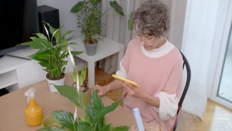 senior woman learning about plants