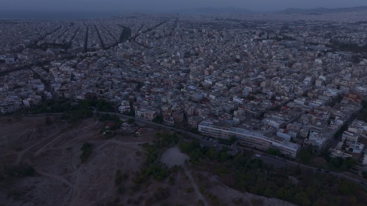 La bellezza aerea dell'alba dell'Acropoli ad Atene, Grecia