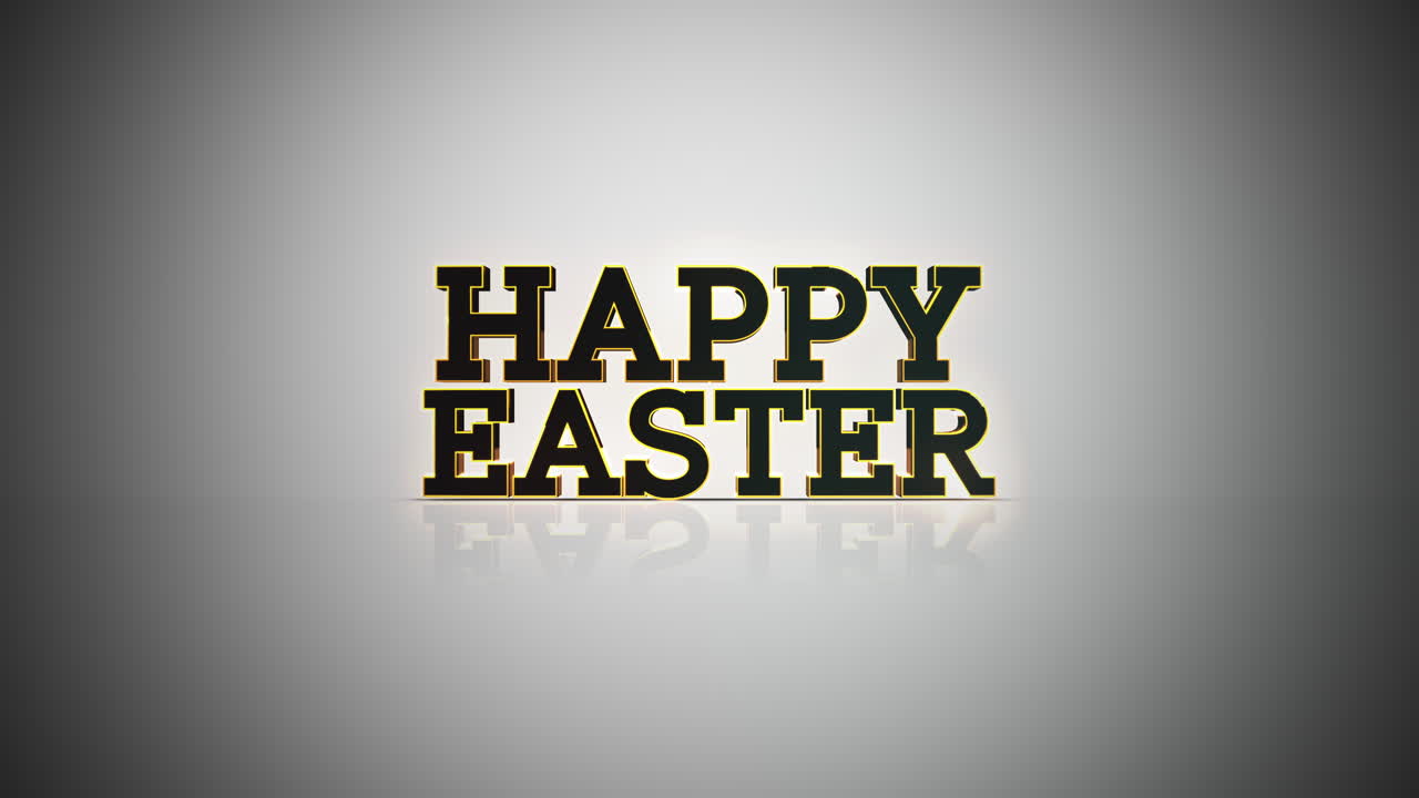 Design audace in bianco e nero di Buona Pasqua con lettere gialle stilizzate