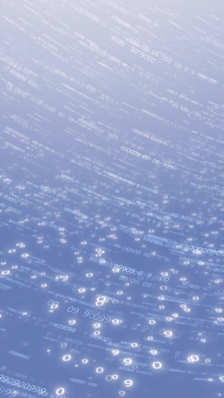 White binary data field background soft glowing numbers pale blue haze and bright digital depth for