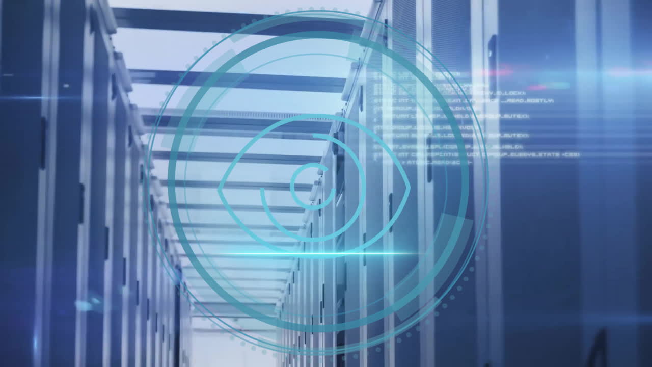 원형 생체인식 눈 스캐너의 애니메이션 및 서버 에서 데이터를 처리