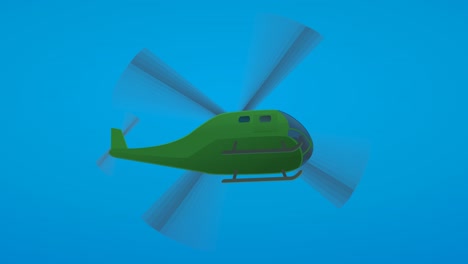 animation loop of a helicopter in flight in a blue sky