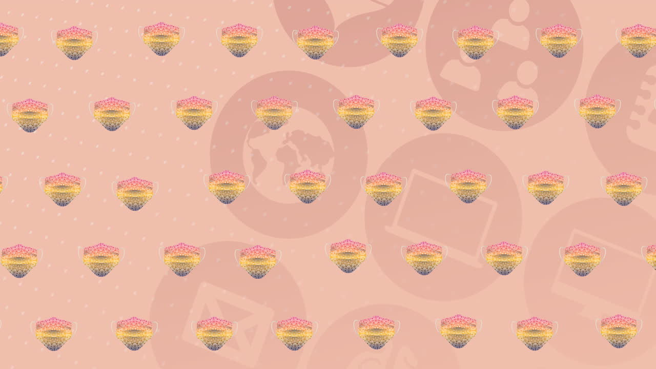 의료 아이콘 위에 얼굴 마스크 아이콘의 애니메이션