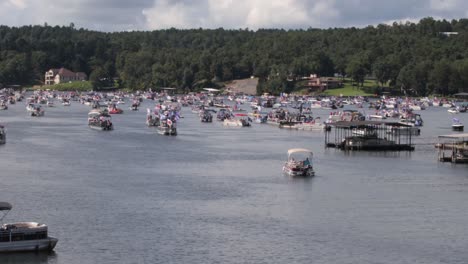 boats decorated to support usa trump pence 2020. hundreds of boats came out for the trump 2020 boat parade on lake hamilton in hot springs.