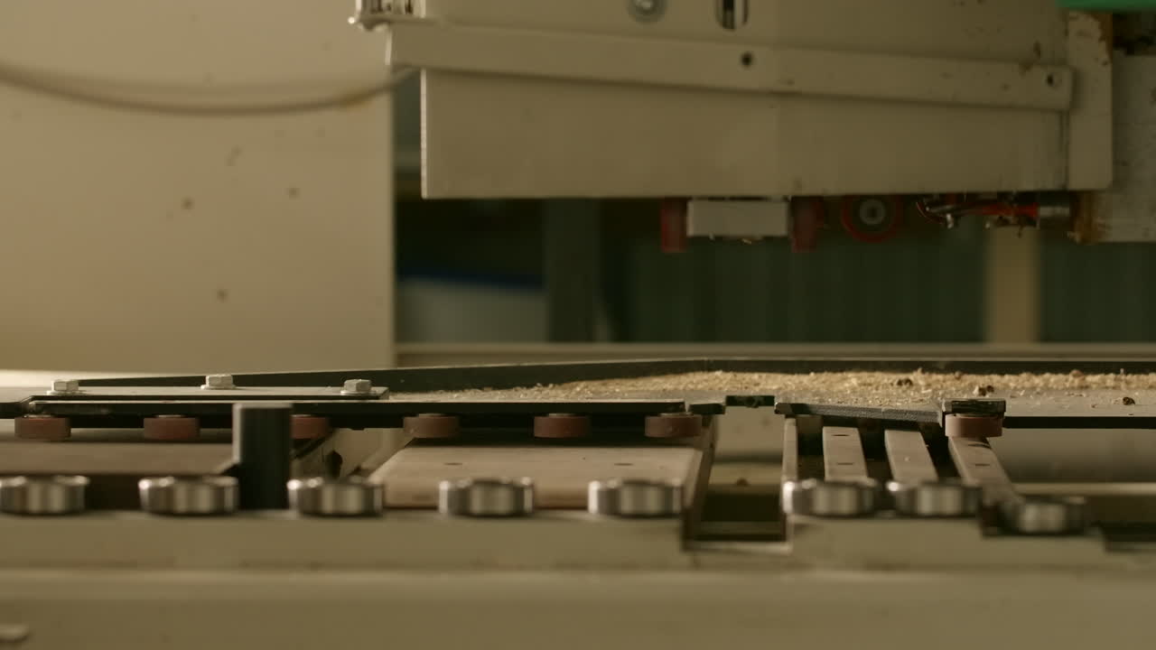 작동 중인 목재 가공 기계