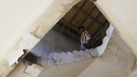 African-american-man-climbing-down-the-stairs