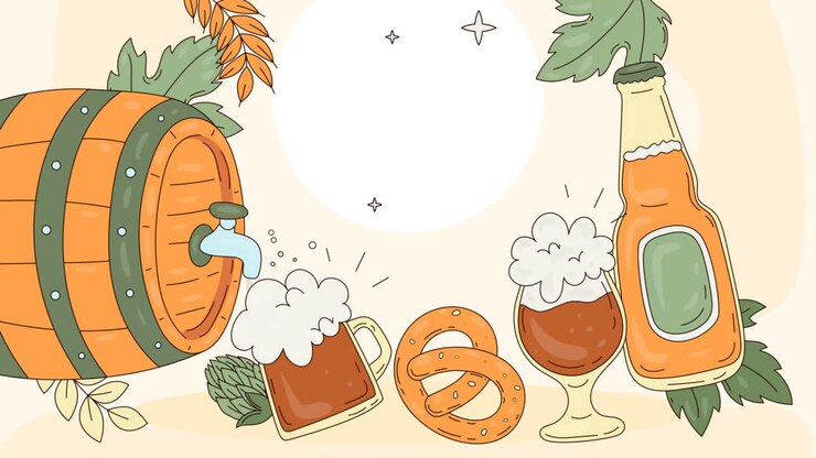 An animation of Hand drawn background for international beer day celebration