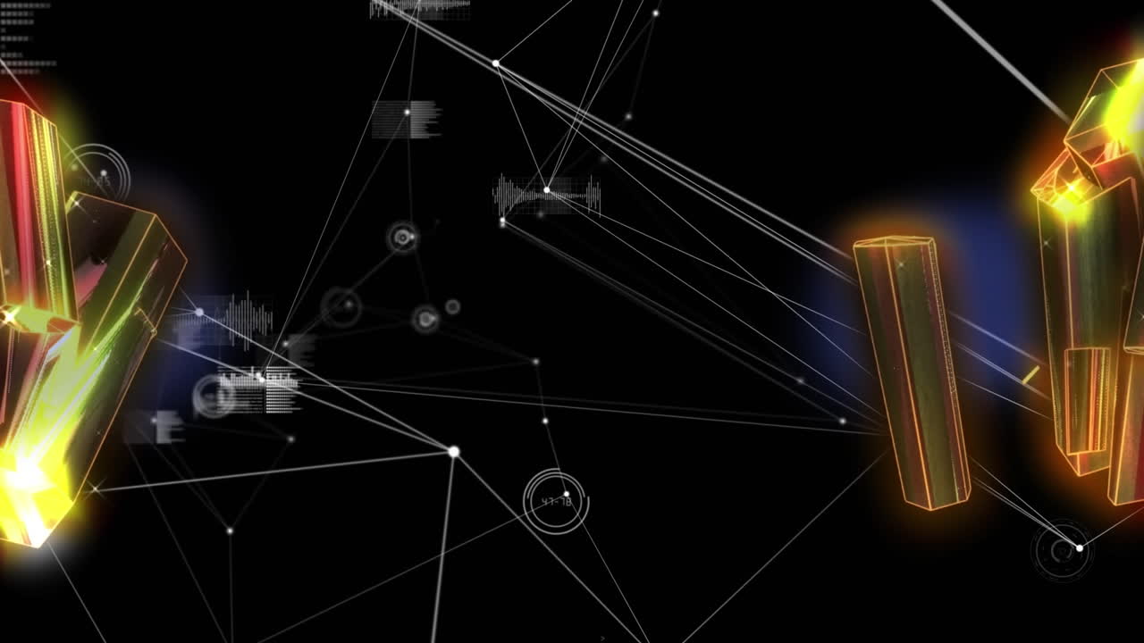 animación de la red de conexiones a través de números y candado