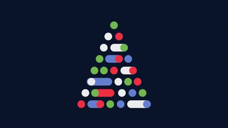 animación de un árbol de navidad digital con bolas y decoraciones de navidad sobre un fondo gris