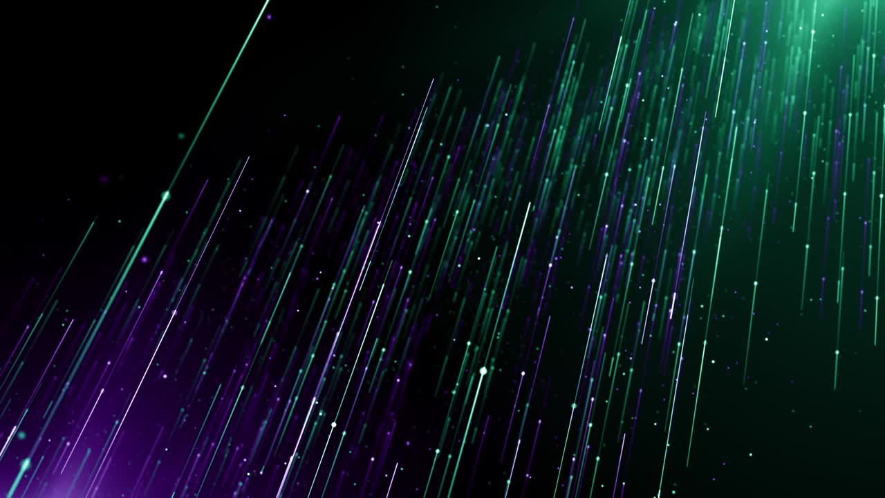 partículas verde violeta evento juego tráiler títulos escenario de concierto cinematográfico bucle de fondo