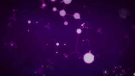 animación de moléculas en movimiento sobre fondo azul