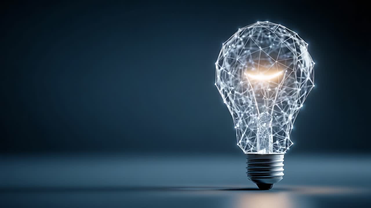 Un Bagliore di Innovazione: Una Lampadina Futuristica che Rappresenta Idee, Creatività e Soluzioni Illuminanti in un'Era Digitale di Connettività e Illuminazione